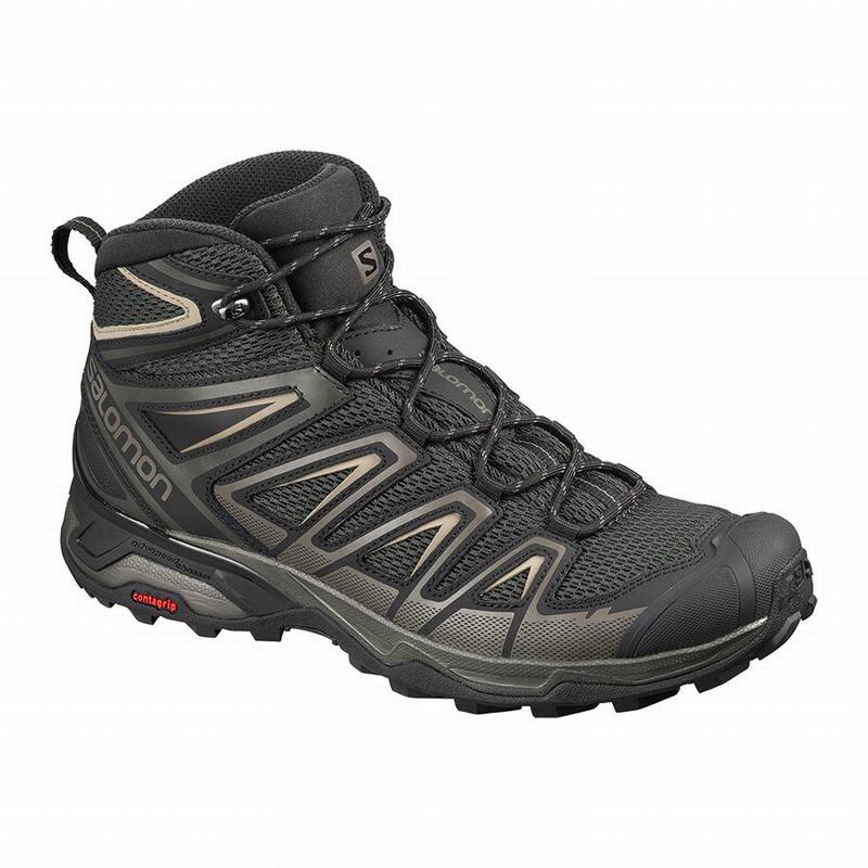 Salomon Singapore Mens Hiking Boots - X ULTRA MID 3 AERO Olive/Black | 30965-RSZL